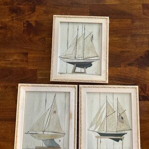 Kirklands Nautical Sailboat Art Prints - Cream and Brown